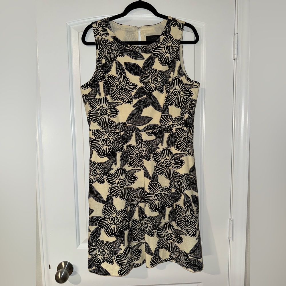 J. Crew Black and Cream Floral Midi Dress